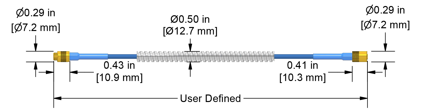 A dimension drawing of a CTC PRO Line Hazardous-Area Approved DC100130 with Armor proximity probe.